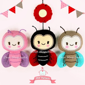 PDF Felt Pattern - Ladybug Sewing Pattern - Felt Ladybug + Felt Flower - PDF Ladybug Pattern - Ladybug Ornament - Nursery Decoration