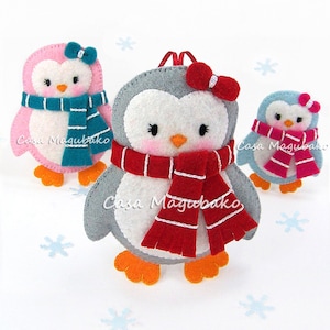PDF Pattern Penguin Felt Pattern Felt Penguin Sewing Pattern Penguin Ornament, Penguin Embellishment 3 Sizes Christmas Decoration image 1