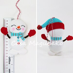 PDF Pattern Snowman Ornament Felt Pattern Christmas Ornament Sewing Pattern Christmas Decoration Felt Snowman Hand Sewing Project image 4