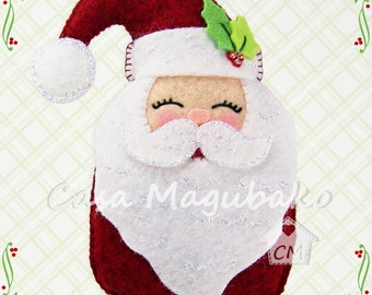 Modello per ornamento di Babbo Natale - Babbo Natale in feltro cucito a mano fai da te - Decorazione natalizia (file PDF, download immediato)