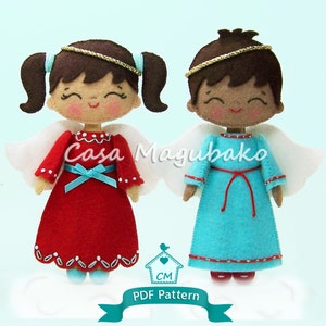 PDF Pattern -  Angel Ornament Felt Pattern - Angel Boy & Girl Pattern - Christmas Decoration - Level of Difficulty: Intermediate/Advanced