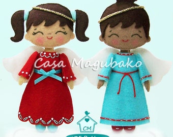 Patrón/Tutorial de costura para adorno de ángel - Opciones para niño y niña - Decoración navideña - Archivo PDF - Dificultad: Intermedio/Avanzado