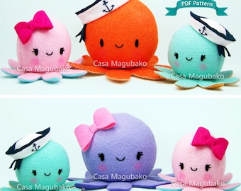 Felt Octopus Sewing Pattern: Softie, Pincushion or Ornament (PDF Pattern)