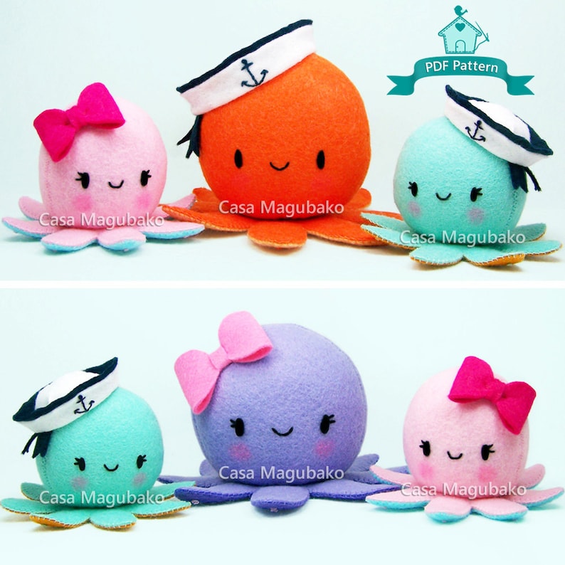 PDF Felt Pattern Octopus Sewing Pattern Octopus Felt Etsy