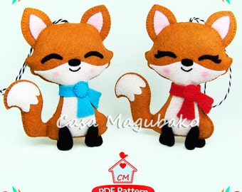 PDF Felt Pattern - Fox Ornament Sewing Pattern - Woodland Fox Felt Pattern - Fox Softie Pattern - Stuffed Fox Ornament - Instant Download
