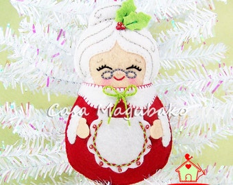 Patrón de costura para adorno de fieltro de la Señora Claus: Decoración navideña DIY (Patrón PDF)