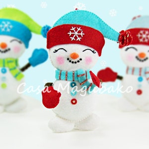 PDF Pattern - Snowman Ornament Felt Pattern - Christmas Ornament Sewing Pattern - Christmas Decoration - Felt Snowman Hand Sewing Project