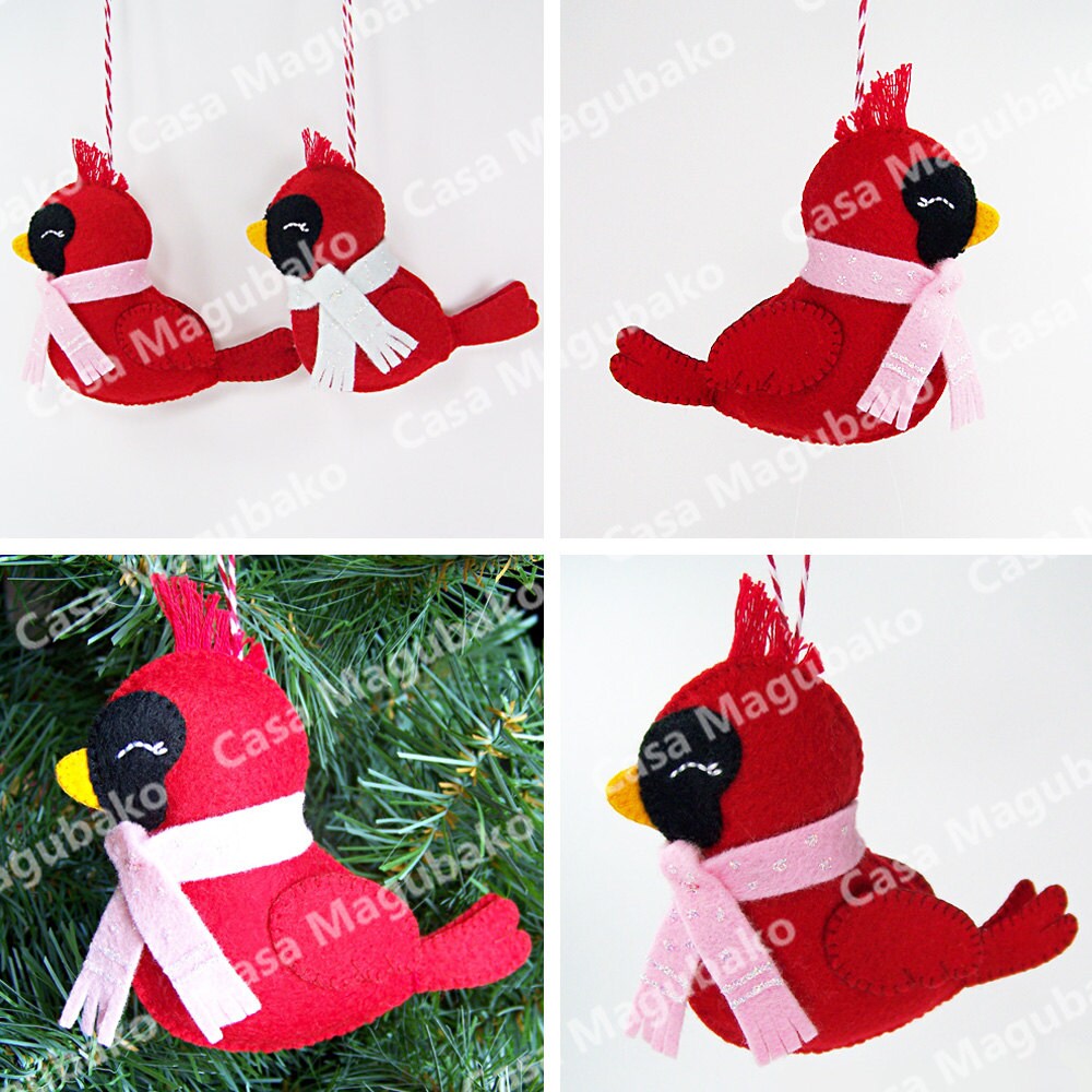 Felt Cardinal Pattern PDF Pattern - Cardinal Bird Felt Pattern - Christmas Decoration ...
