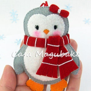 PDF Pattern Penguin Felt Pattern Felt Penguin Sewing Pattern Penguin Ornament, Penguin Embellishment 3 Sizes Christmas Decoration image 2