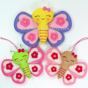PDF Pattern - Butterfly Felt Pattern - Butterfly Ornament Tutorial - Butterfly Softie Pattern - DIY Instant Download - Patterns in 2 Sizes