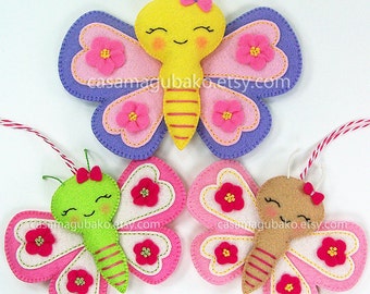 PDF Pattern - Butterfly Felt Pattern - Felt Butterfly Ornament Pattern - Butterfly Softie Pattern - DIY Instant Download