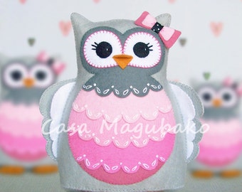 PDF Pattern - Owl Felt Pattern - Hand-Stitched Owl - Stuffed Owl - Felt Owl Softie Pattern - Owl Pincushion Pattern - Sewing Pattern -