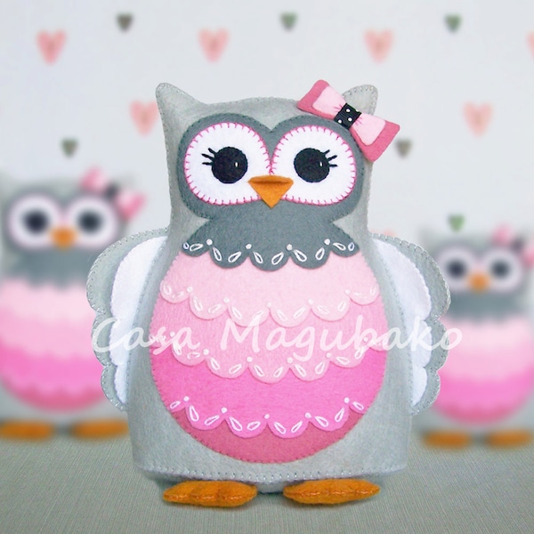 PDF Pattern - Owl Felt Pattern - Hand-Stitched Owl - Stuffed Owl - Felt Owl Softie Pattern - Owl Pincushion Pattern - Sewing Pattern -