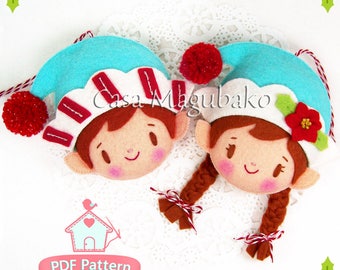 Felt Christmas Elf Ornaments PDF Pattern: DIY Hand-Sewing