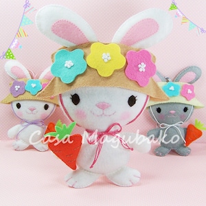 PDF Pattern - Bunny Ornament Felt Pattern - Bunny Soft Toy Sewing Pattern - DIY Hand Sewing Project - Instant Download