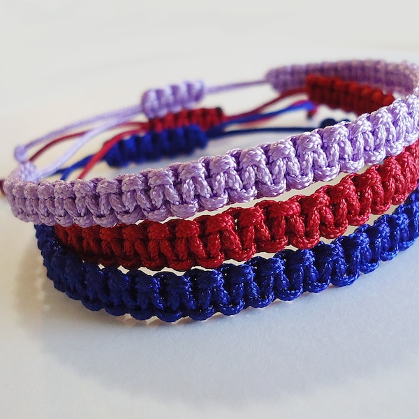 Adjustable Solid Color Knotted Bracelet - Stackable Layering Bracelets