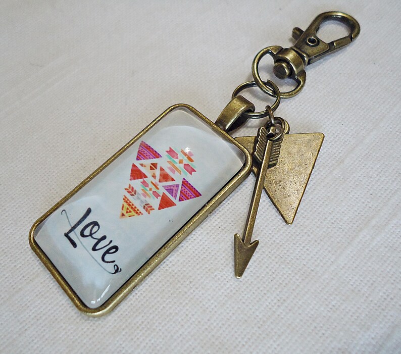 Bag Charm, Zipper Pull, Keychain, Boho Designs Under Glass, Hamsa Evil