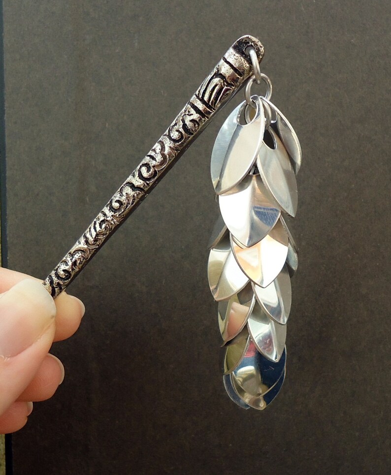 Cascading Shiny Silver Hair Stick image 2