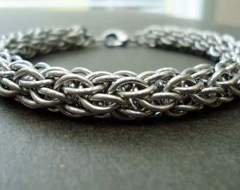 Mens Silver Celtic Chainmaille Bracelet