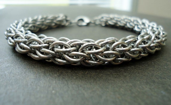 Mens Silver Celtic Chainmaille Bracelet | Etsy