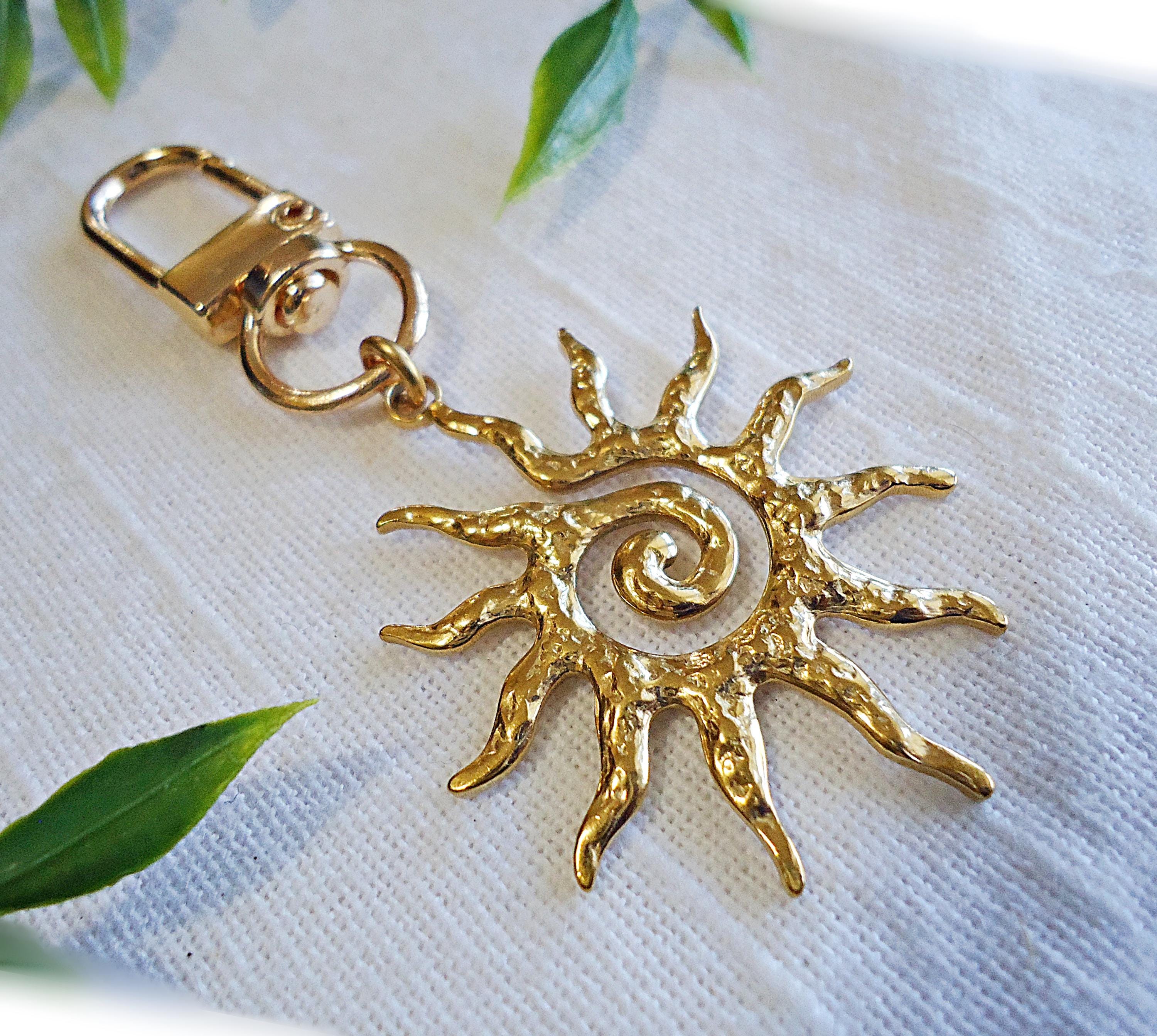 Hammered Golden Sun Bag Charm, Zipper Pull, Bag Clip - Etsy