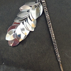 Cascading Shiny Silver Hair Stick image 3