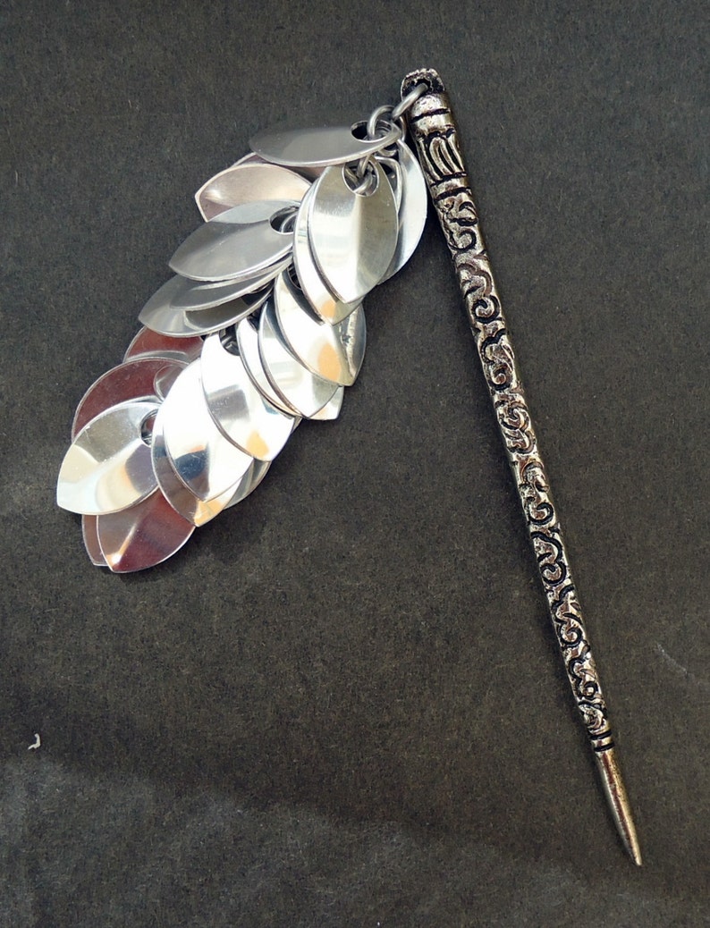 Cascading Shiny Silver Hair Stick image 3