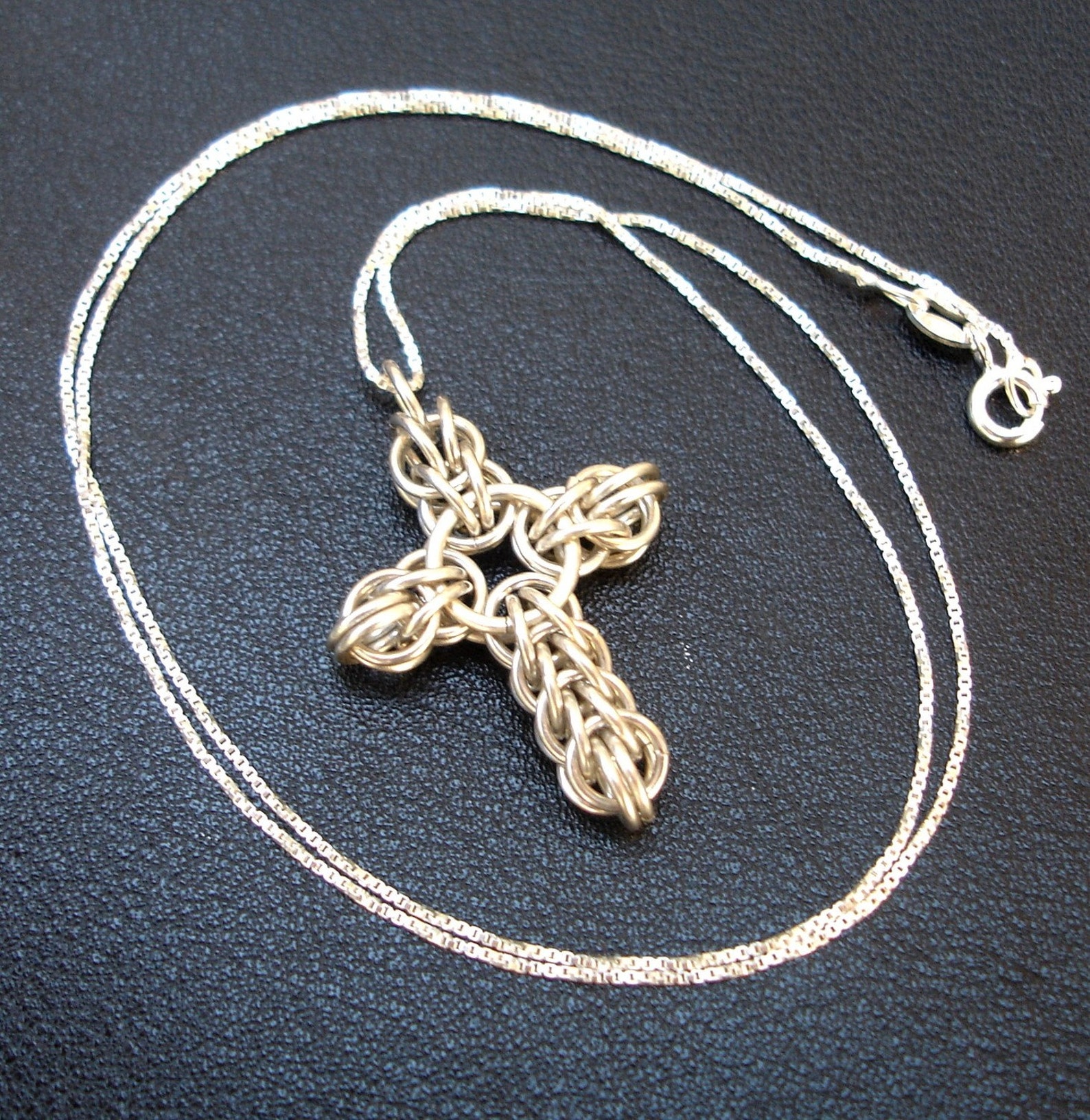 Chainmaille Cross Necklace in Sterling Silver Etsy