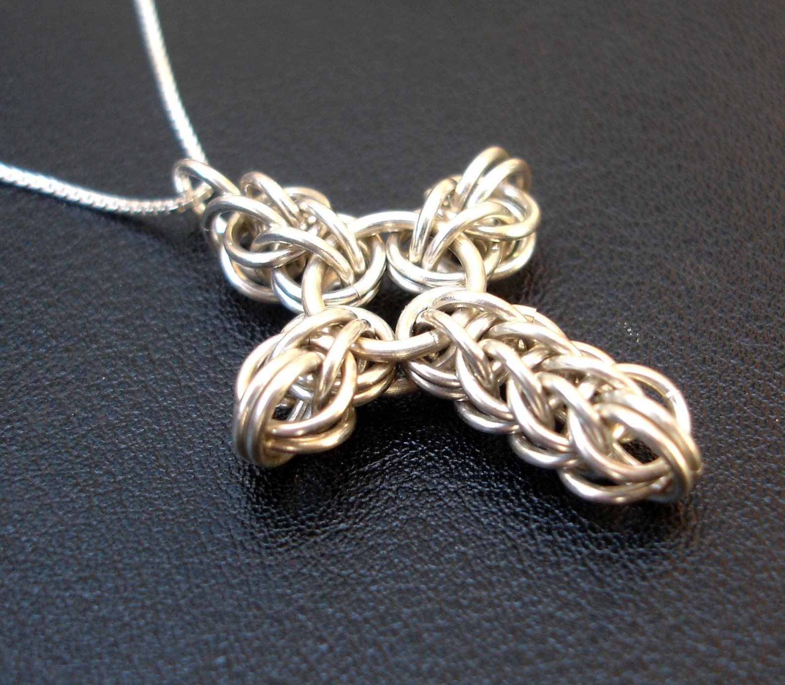 Chainmaille Cross Necklace in Sterling Silver Etsy