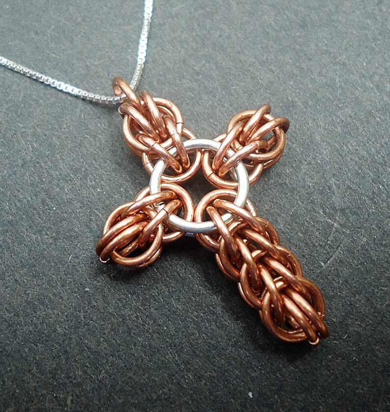Chainmaille Cross Necklace in Sterling Silver Etsy
