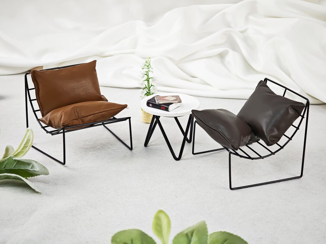 6 Inch Mini Chair 1:6 Scale Miniature Lounge Chair Set, Modern Dollhouse Furniture - Etsy