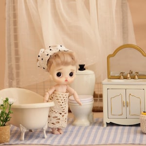 1:12 Scale Bathroom Furniture Set, Miniature Bathroom Decor, Mini Bathtub Sink Toilet Set, Mini Dollhouse , Gift Dollhouse Lover