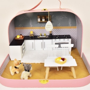 Miniature Kitchen Set, A Complete Dollhouse Kitchen, Dollhouse Furniture for Kitchen, Mini Furniture, Dollhouse Collectors ＆ Lovers