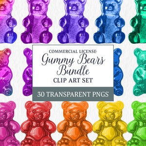 Gummy Bear Clipart | Instant Download | Gummy Bears Png | Rainbow Clipart | Digital Download Gummy Candy Clipart | Gummy Bears Digital Paper