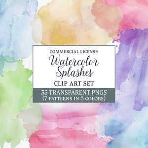 Watercolor Splashes | Watercolor Clipart | Splashes Clipart | Abstract Background | Watercolor Png | Splash Clip Art | Paint Splatter