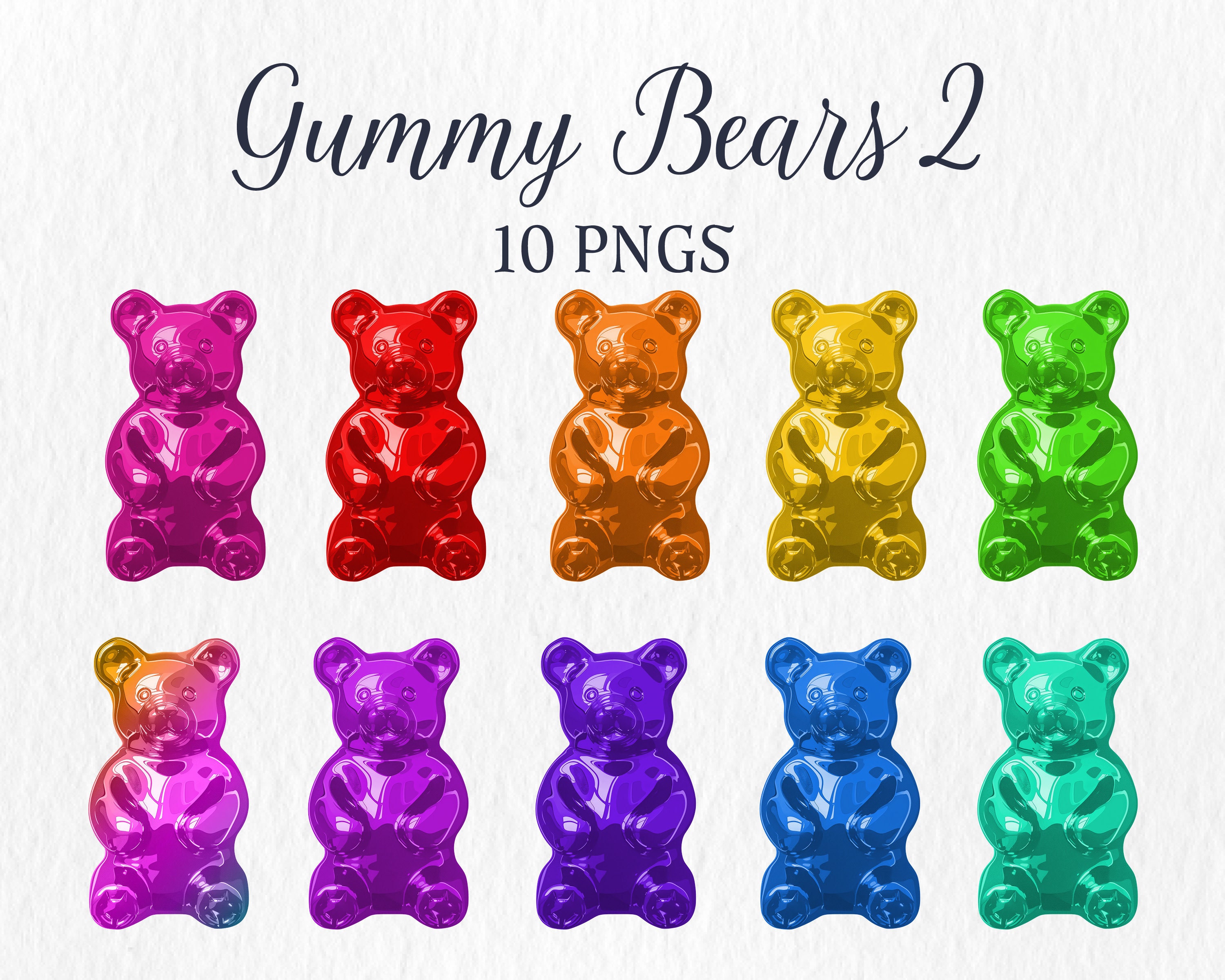 Gummy Bear Clipart | Instant Download | Gummy Bears Png | Rainbow ...