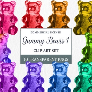 Gummy Bear Clipart | Instant Download | Gummy Bears Png | Rainbow Clipart | Digital Download Gummy Candy Clipart | Gummy Bears Digital Paper