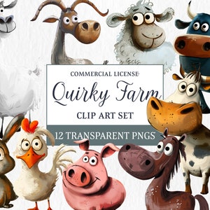 Clipart original d&#39;animaux de la ferme | Journal indésirable | Animaux de la grange | Animaux de la ferme fantaisistes | Utilisation commerciale | Animaux de la ferme mignons png transparents
