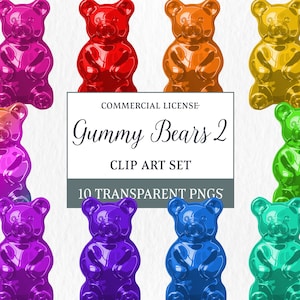 Gummy Bear Clipart | Instant Download | Gummy Bears Png | Rainbow Clipart | Digital Download Gummy Candy Clipart | Gummy Bears Digital Paper