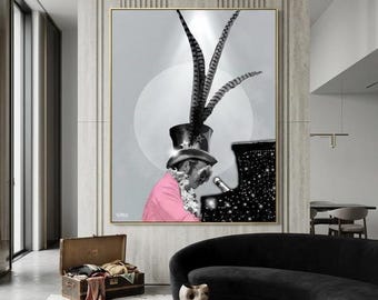 Elton John Canvas Print & Bold Glam Piano Pop Art for Music Lovers