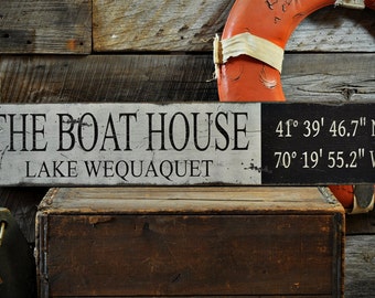 Rustic Hand Made Vintage Wooden ENS1000639 Custom Address Lat /& Long Sign