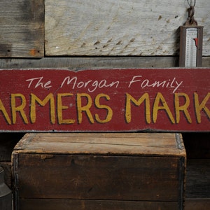Family Farmers Market Wood Sign, Custom Last Name Produce Stand Lover Gift, Kitchen Decor - Rustic Hand Made Vintage Wooden Sign Decor