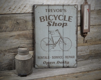 Bicycle Shop Sign, Wooden Bike Shop Sign, Wood Bike Shop Sign, Bike Shop, Bike Decor, Wood Sign - Rustic Hand Made Vintage Wooden Decoration