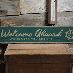 Welcome Aboard Decor, Wooden Boat Decorations, Wall Decor Gift, Custom Ocean Decor, Beach Room Sign, Beach House, Vintage Handmade Wood Sign