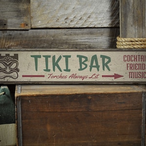 Tiki Bar Sign, Tiki Bar Lovers, Wooden Tiki Bar Sign, Tiki, Wooden Sign Decor, Antique Wood Decor- Rustic Hand Made Wooden Sign