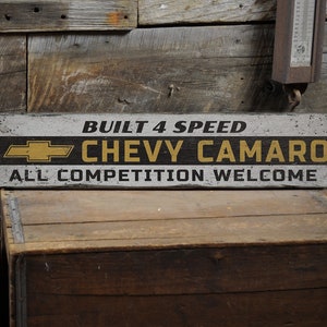 Chevy Camaro Sign, Wooden Chevy Camaro Sign, old Wooden Chevrolet Sign, Car Sign, Wooden Car Decor, Rustic Handmade Wood Sign Decor