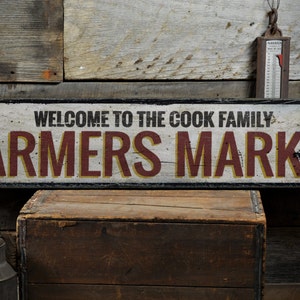 Farmers Market Wood Sign, Welcome Family Name Sign, Custom Produce Stand Kitchen Decor - Rustic Hand Made Vintage Wooden Sign Decorations