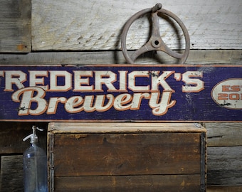 Custom Brewery Established Date Sign -Rustic Hand Made Vintage Wooden