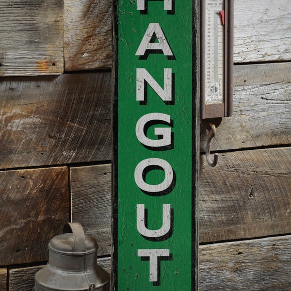 Hangout Sign, Wood Hangout Sign, Wooden Hangout Sign, Room Decor, Wood Sign, Wooden Sign, Man Cave, Rustic Handmade Wood Sign Decor