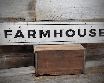 Bauernhaus Zeichen, Bauernhaus Holzschild, Bauernhaus Wand dekor, Neues Zuhause Geschenk, Landhaus Stil Dekor, Weathered Style Zeichen - Handgemachtes Holzschild